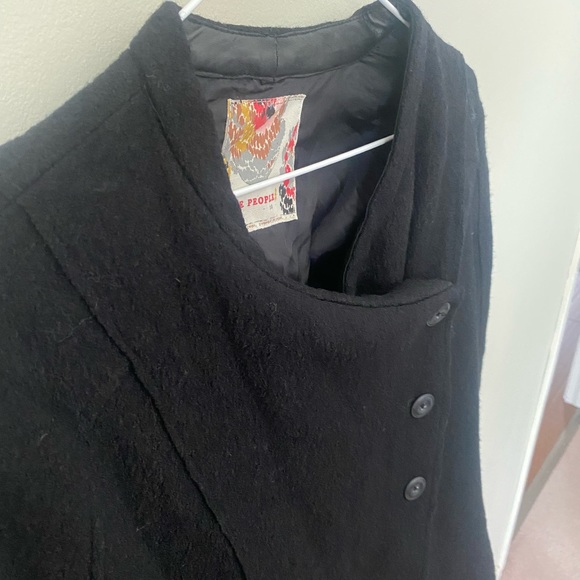 Free People Wool Coat, Size 10, Excellent Used Condition, Black - Picture 2 of 4